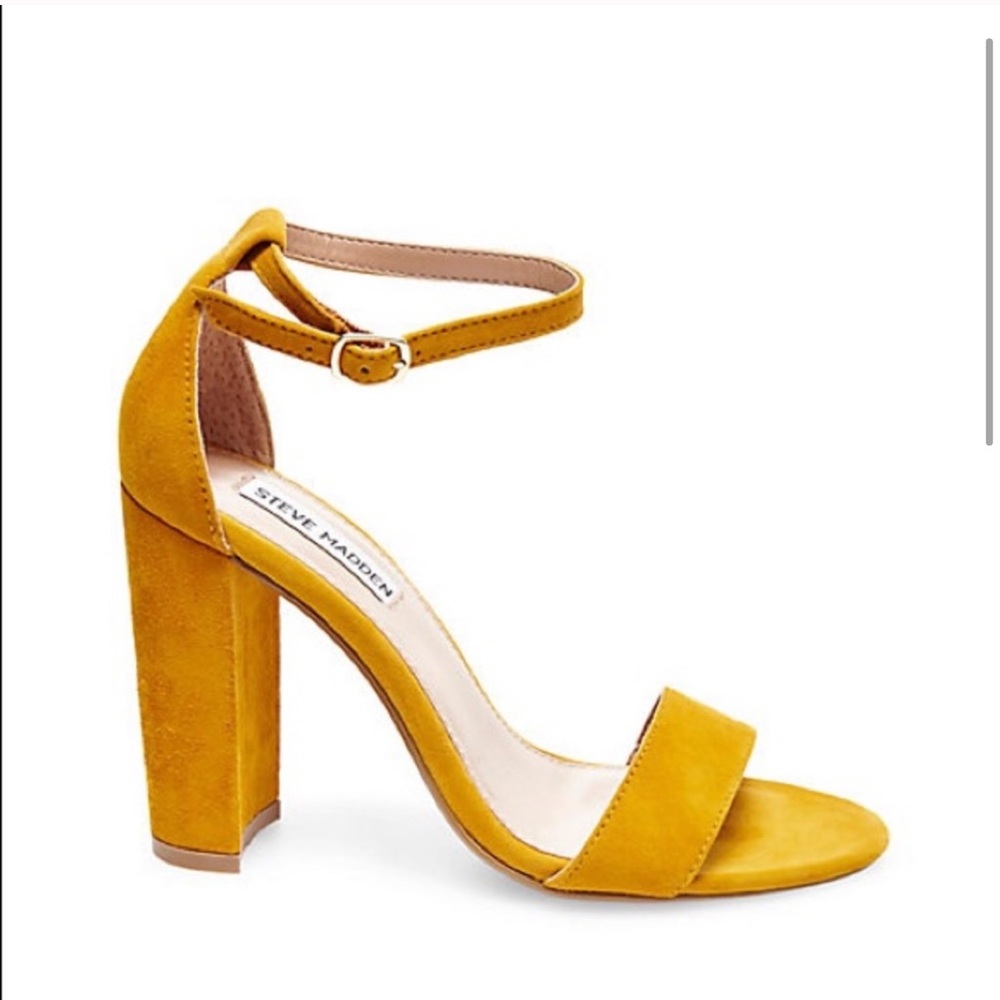 STEVE MADDEN Block Heel Suede Yellow Sandal